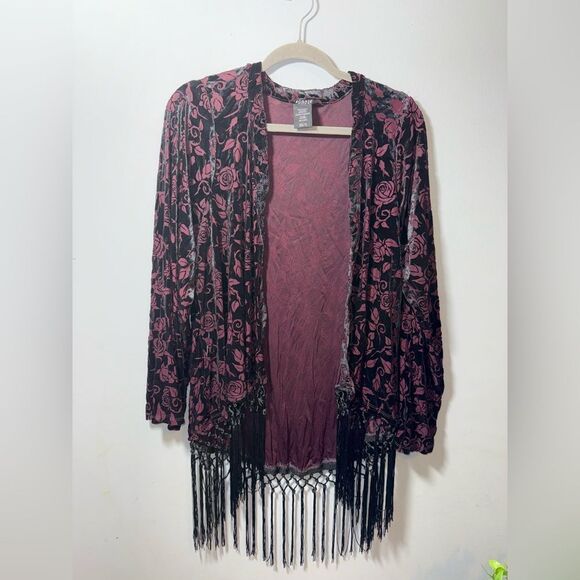 Cosmic Aura Purple Roses Burnout Velvet Witchy Goth Whimsigoth Duster XS/S - Picture 4 of 9